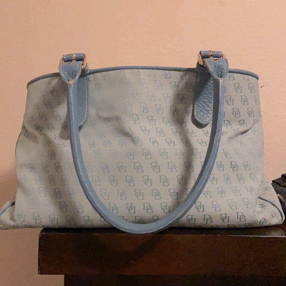 Dooney and Bourke Monogram Leather Bag - Light Blue